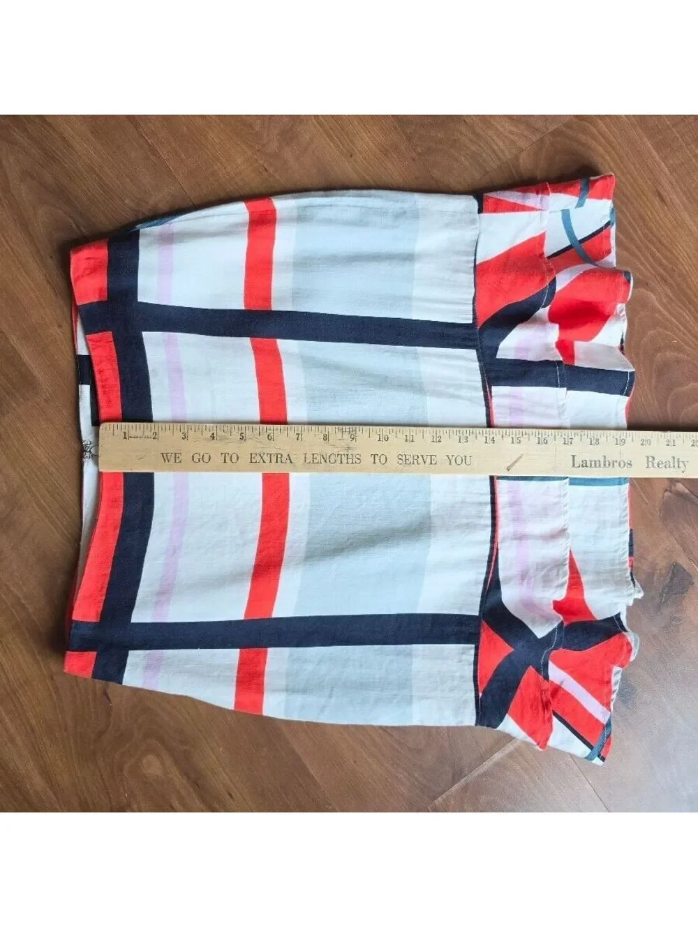 Ann Taylor Striped Linen Blend Flounce Skirt Multi-Color Geometric Sz Med, #133